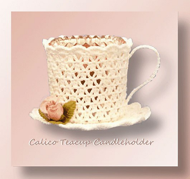 Calico Teacup Candleholder