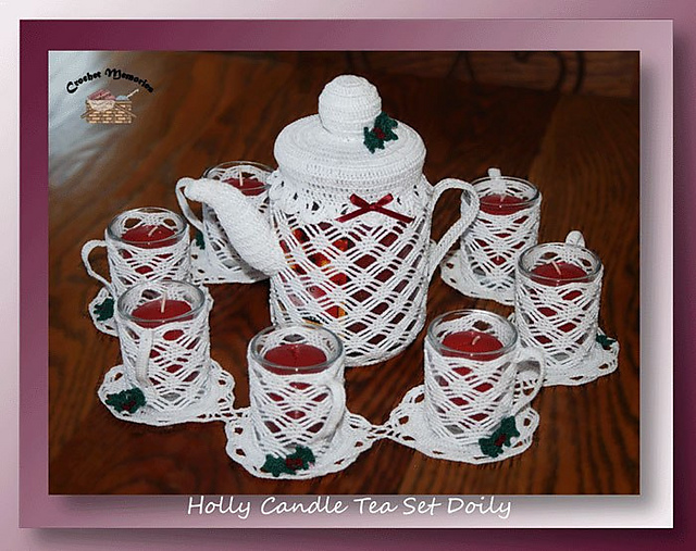 Holly Candle Tea Set Doily