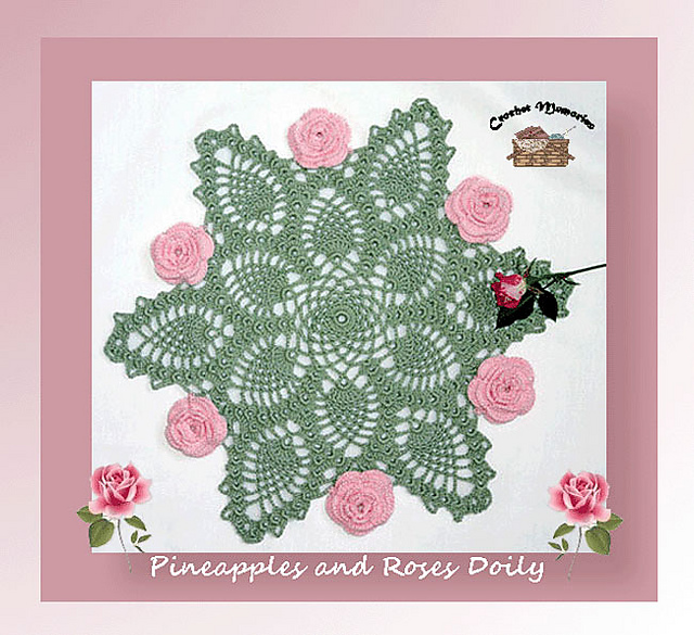 Pineapples and Roses Doily