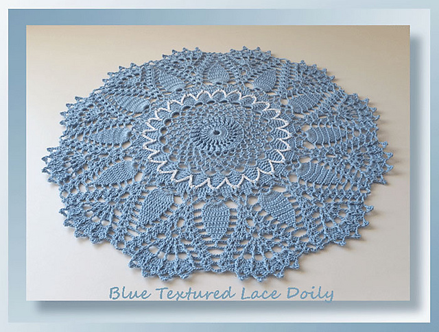 Blue Textured Lace Doily