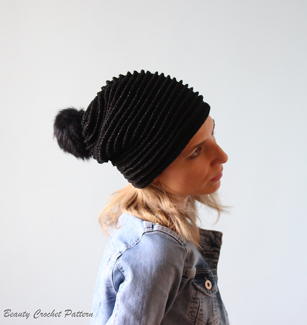 Slouchy Beanie with Pom Pom