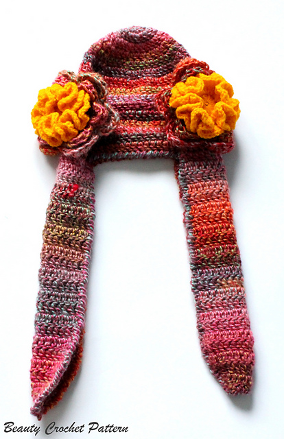 Earflap Hat with Flowers