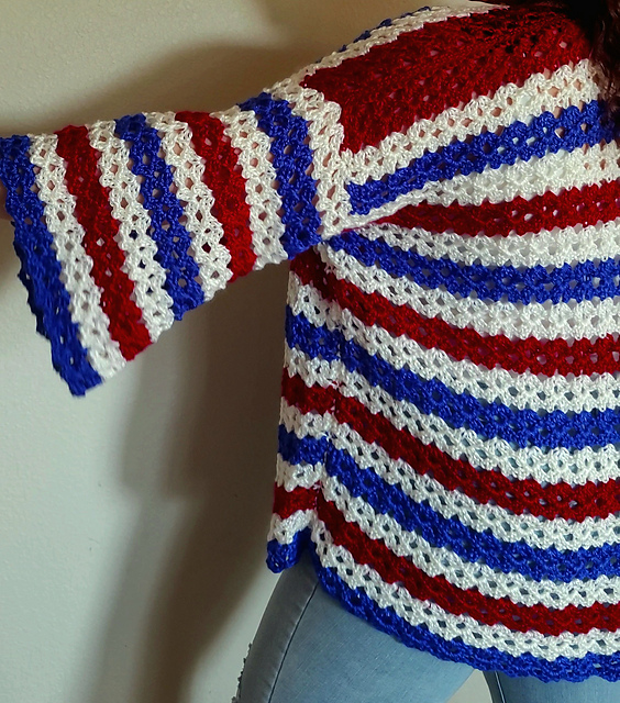 Red White Blue Striped Cardigan