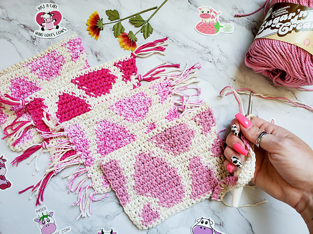 Strawberry Cow Mug Rug