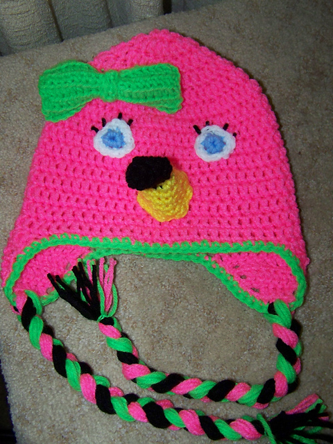 Fannie the Flamingo Earflap Beanie