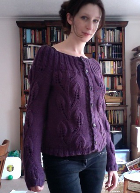 Leaf Pattern Cardigan with Long or Short Sleeves