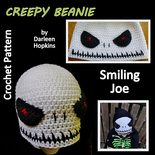 Smiling Joe, the Skull Hat Creepy Beanie by Darleen Hopkins