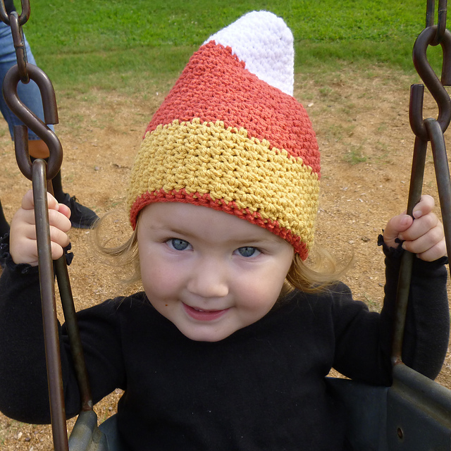 Candy Corn Earflap Hat; Stocking Cap