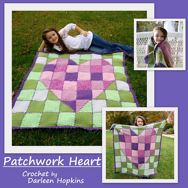 Ravelry DarleenHopkins' Patchwork Heart Baby Blanket