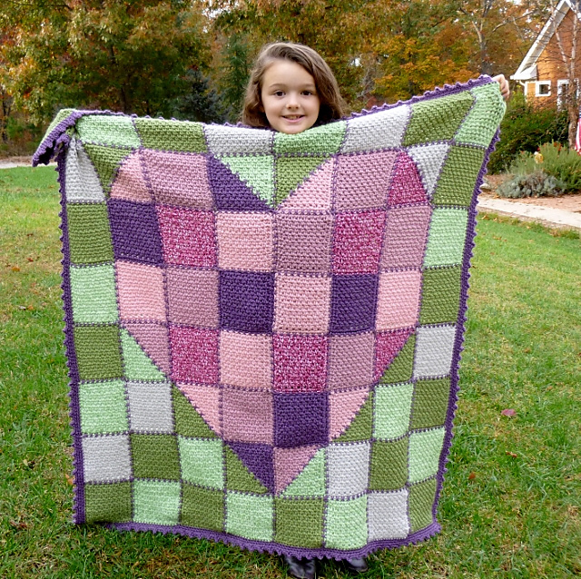 Ravelry DarleenHopkins' Patchwork Heart Baby Blanket