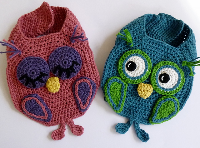 Owl Baby Drool Spit Bib - Awake / Asleep