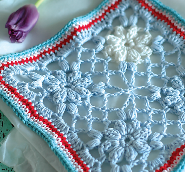 Blue Flower Potholder