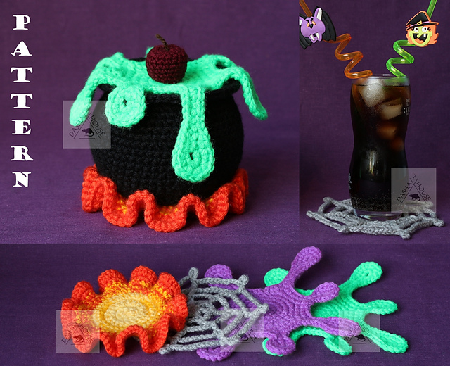 Set of coasters "Witch Bubbling  Cauldron"