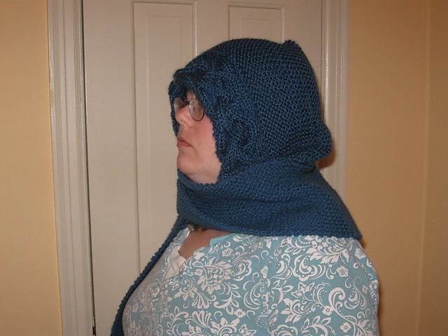 Ocean Blue Hooded Knit Scarf