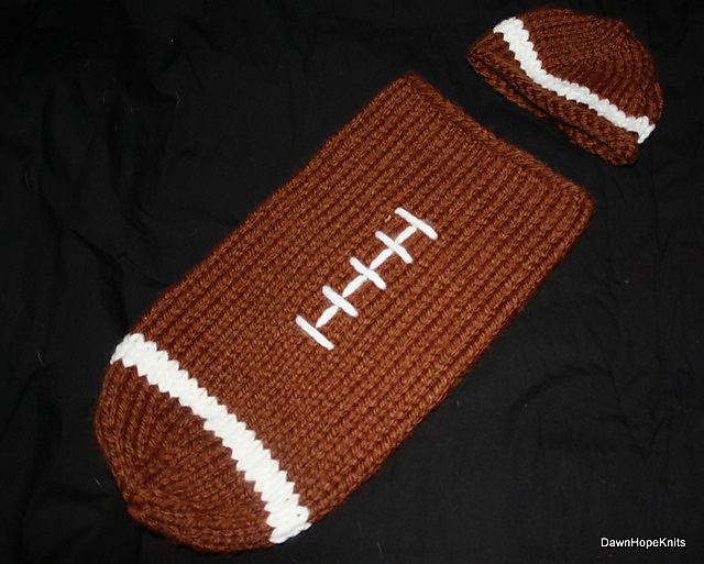 Newborn Football Knitted Sack/Hat