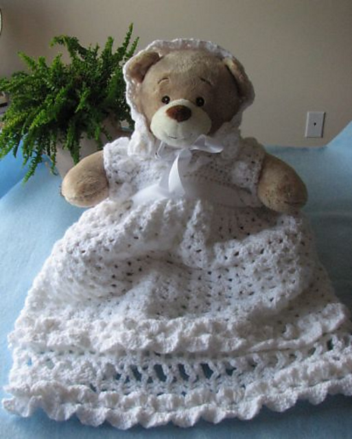 16" Bear Christening Gown & Bonnet