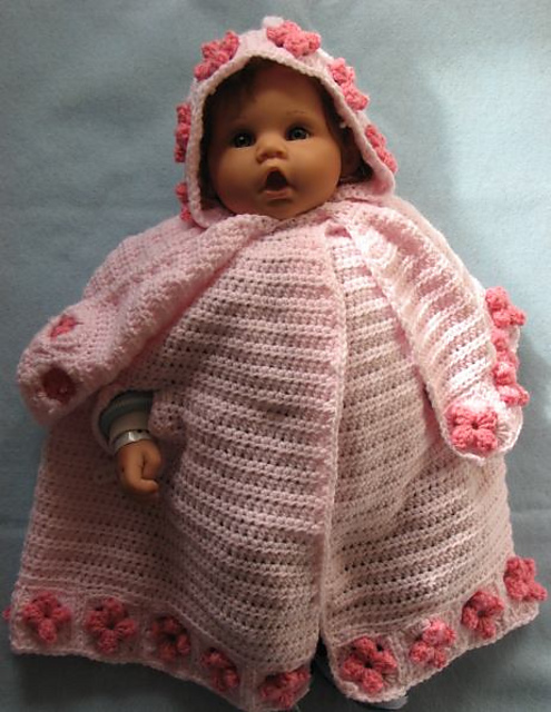 Pink Flowers Baby Cape with Hood