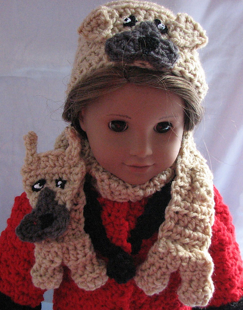 American Girl Doll Great Dane Hat and Scarf