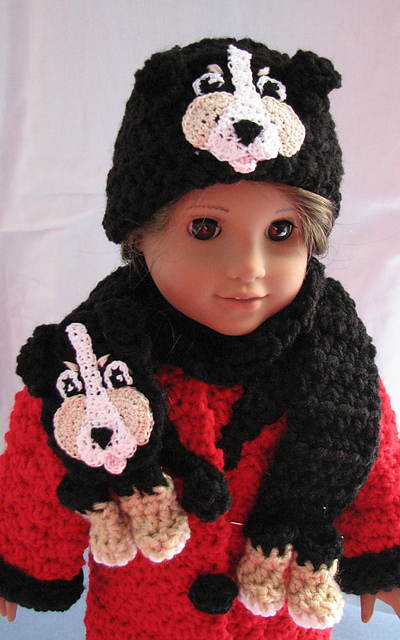 Doll Bernese Dog Hat and Scarf
