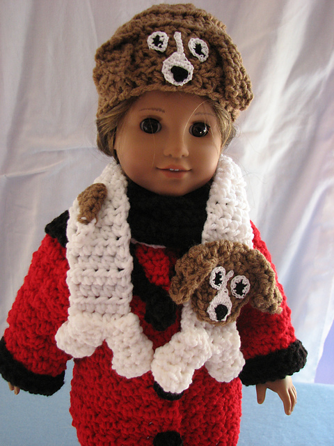 American Girl Doll Basset Hound Hat and Scarf