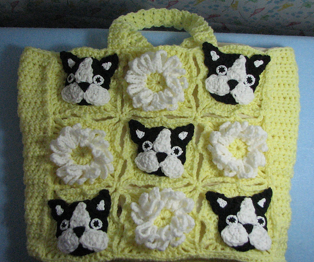 Boston Terrier Lace and Flowers Tote