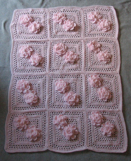 Pink Flower Baby Afghan