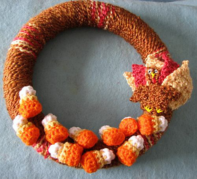 Fall Leaves with Turkey Wreath
