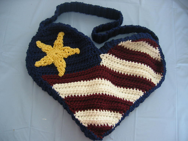 Red, White, Blue Heart Purse