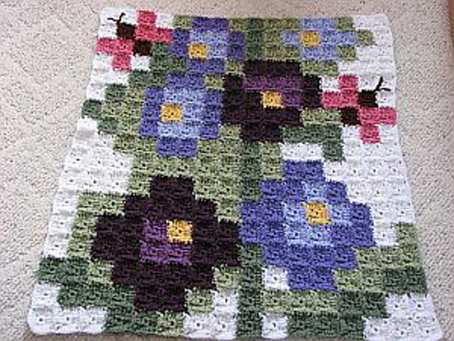 Flower Square to Square Afghan