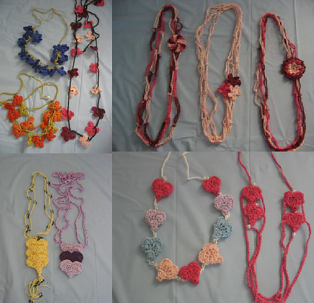6 Flower & Candy Heart Necklace Patterns