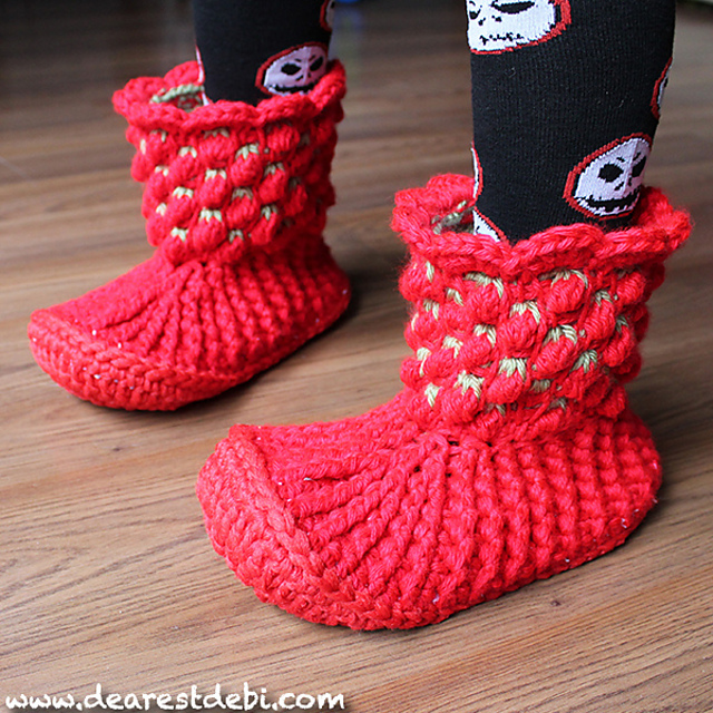 Tunisian Berry Booties
