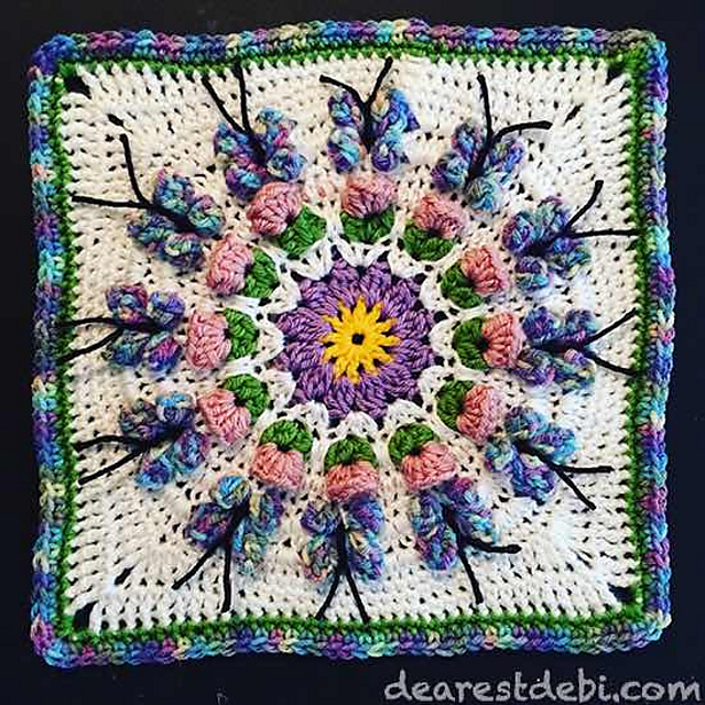 Butterfly Garden Afghan Block
