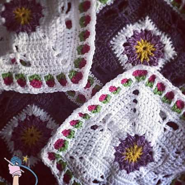 Dragonfly Garden Afghan Block