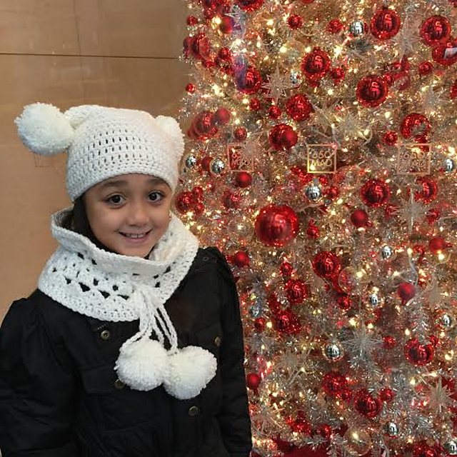 Wintery Square Pom Pom Beanie