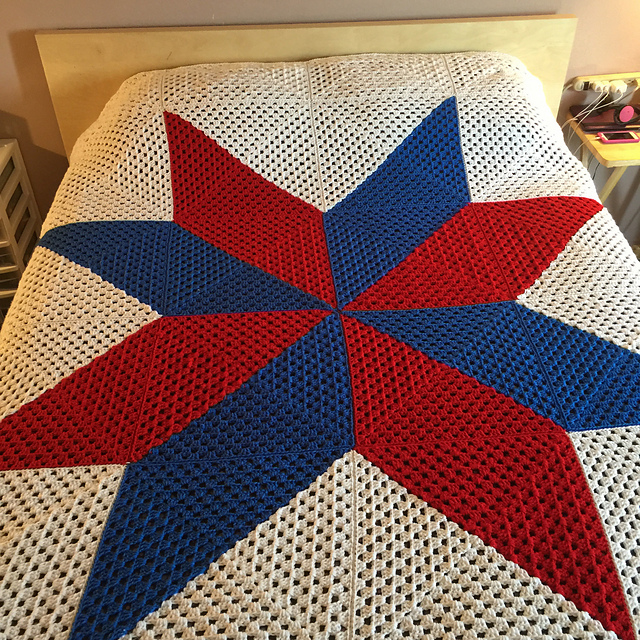 Multi Color Granny Square Star Afghan
