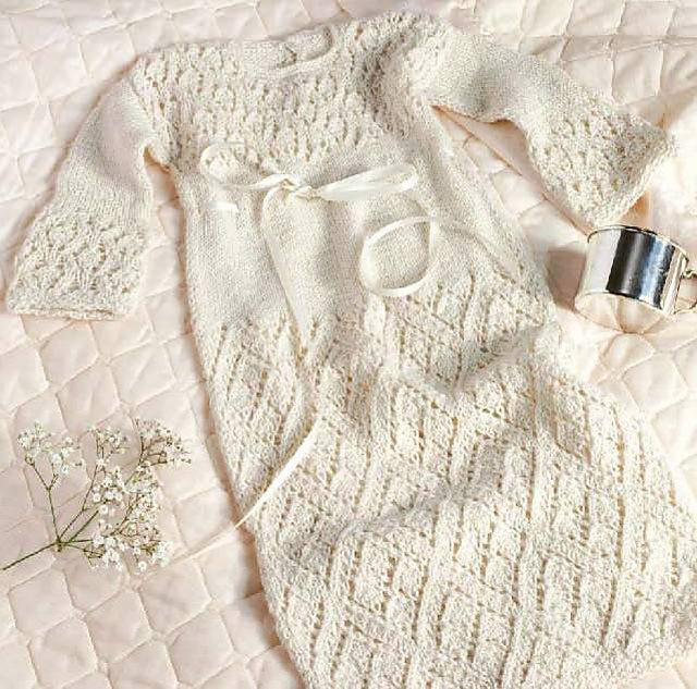 Christening Gown with Dorothy Reade Lace Patterns to Knit