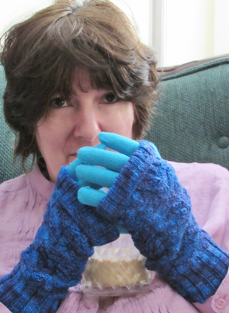 Mock Cable Fingerless Mitts