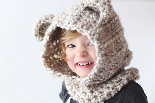 Denim and Rain Bear Hood