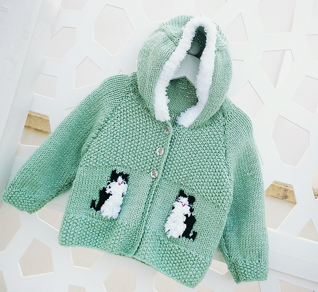Ravelry Child's Cat Hoodie pattern by Denny Gould