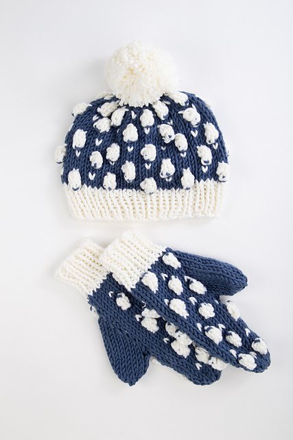 Sheep in the Snow Bobble Hat & Mittens