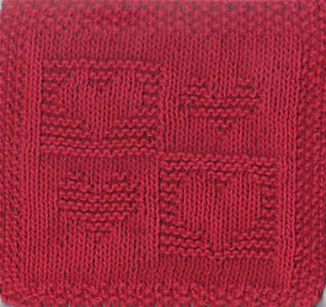 Four-Square Hearts Dishcloth