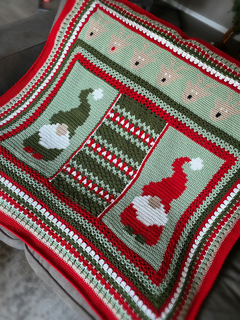 CROCHET KERSTDEKEN - Groen België / Belgique