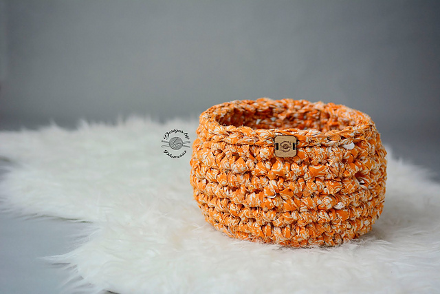 Crochet Basket with Recycled Fabric