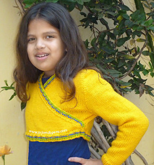 Bolero cruzado para niñas  de 7 a 9 años