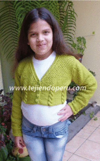 Bolero con trenzas para niñas de 7 a 10 años
