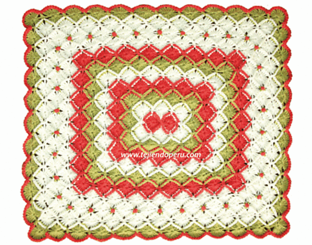 Manta tejida en bavarian  crochet con rosas rococó