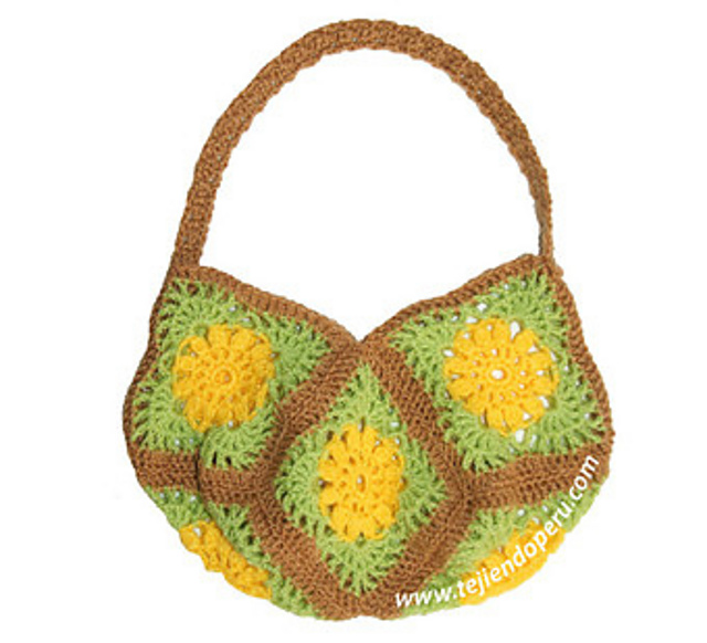 Bolso con 8 cuadrados  o granny squares