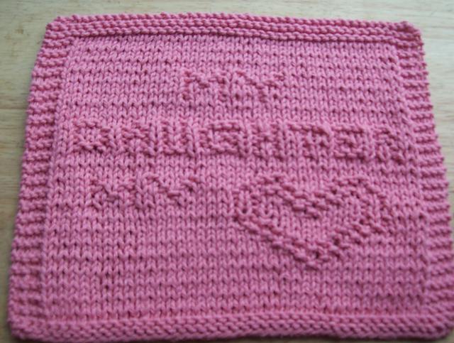 My Daughter My Heart Knit Dishcloth 