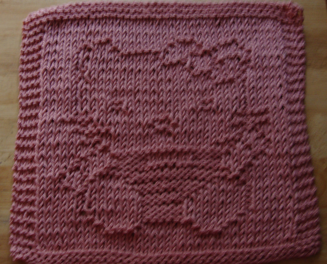 Kitty Says Hi !  Knit Dishcloth Pattern 