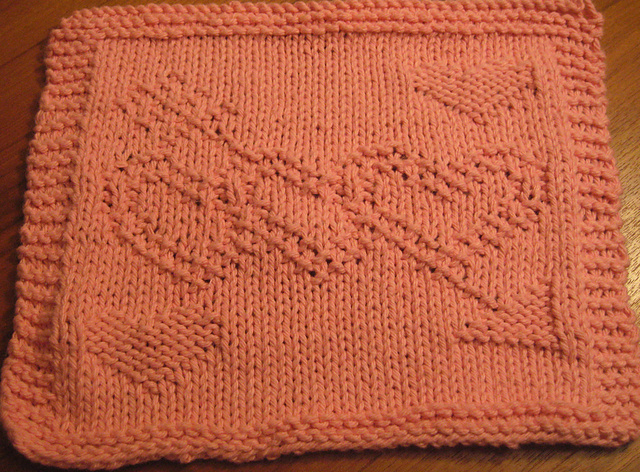 Three Hearts with Arrow Dishcloth 